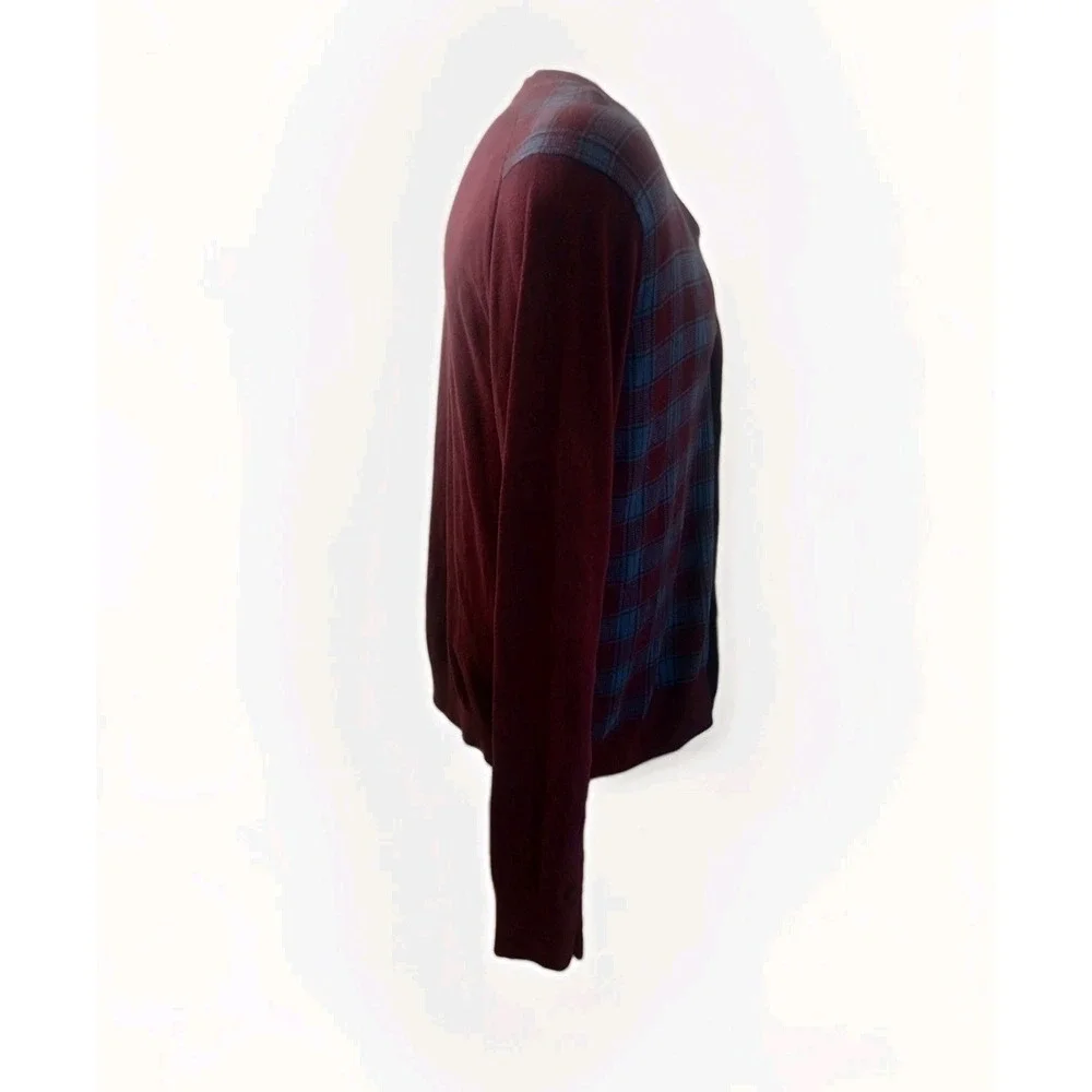 Saddlebred Men's M Burgundy Blue Cardigan Sweater  Academia Grandpa Ol Money